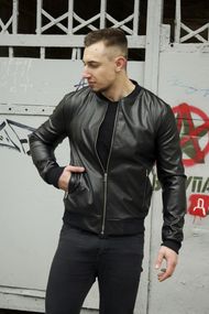 Мужская куртка - бомбер из эко кожи FD6390 размер L, цвет черный