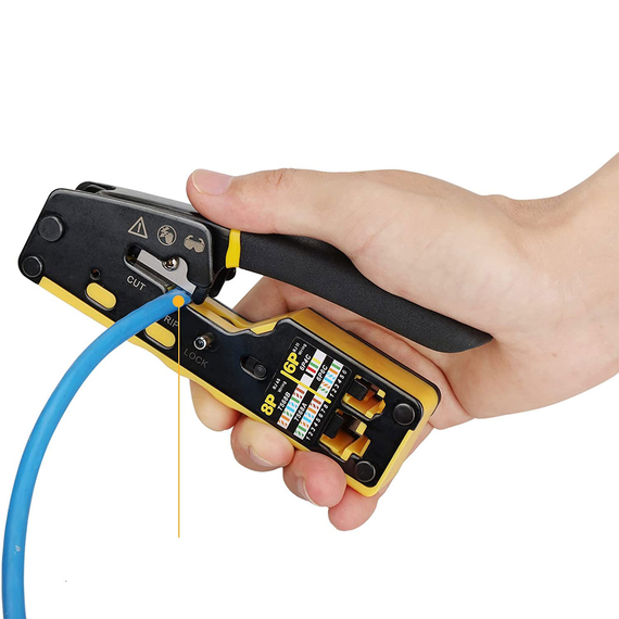 Многофункциональный обжимной инструмент SV для разъемов RJ45, cat5e, cat6, cat6a, 6P/8P Желтый (sv2618), Желтый | Зображення 1