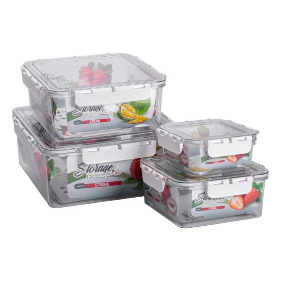 Набір харчових контейнерів для їжі 4 шт 0.7/1.7/3.3/5.7 л на засувках HP-27-4 | Зображення 3