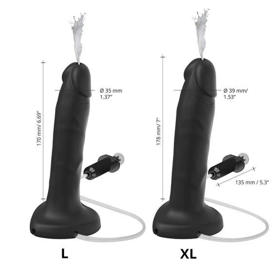 Кончающий фаллоимитатор Strap-On-Me Squirting Cum Dildo Realistic Black, диам. 3,9 см, силикон Sex Aura | Зображення 3