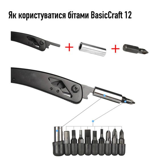 Мультитул професійний UAD BasicCraft 12 інструментів 420 Чорний | Зображення 5