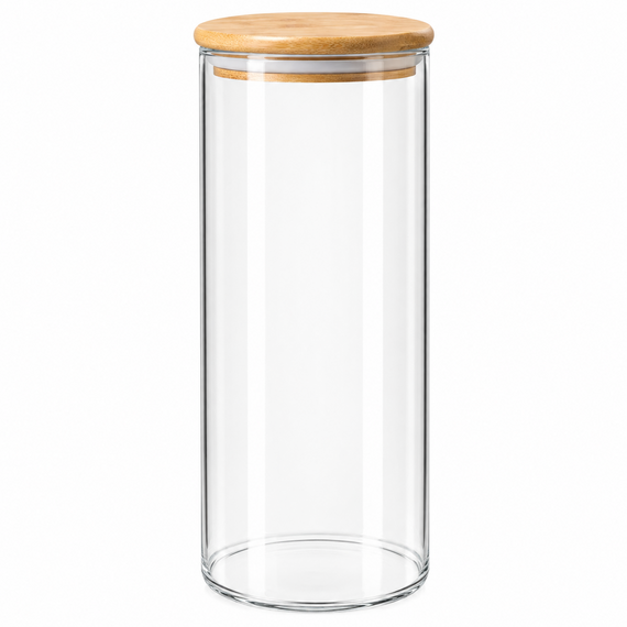 Скляна банка Bamboo GK-5223 для зберігання з бамбуковою кришкою 1700 мл Прозорий