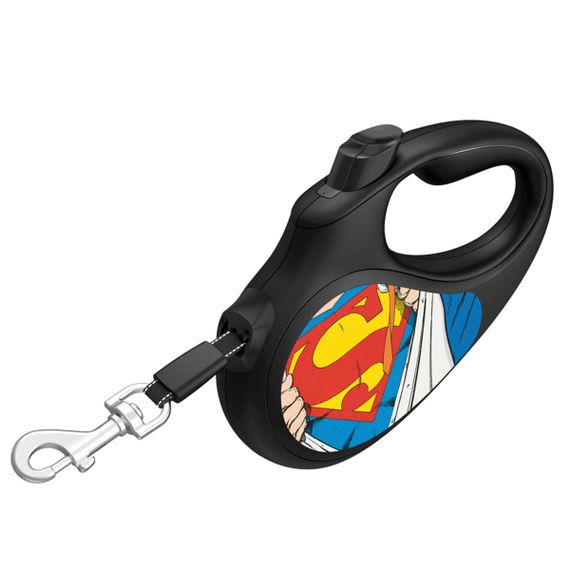 Повідець-рулетка для собак WAUDOG R-leash, малюнок "Супермен Герой", L, до 50 кг, 5 м, світловідбиваюча стрічка чорний | Зображення 2