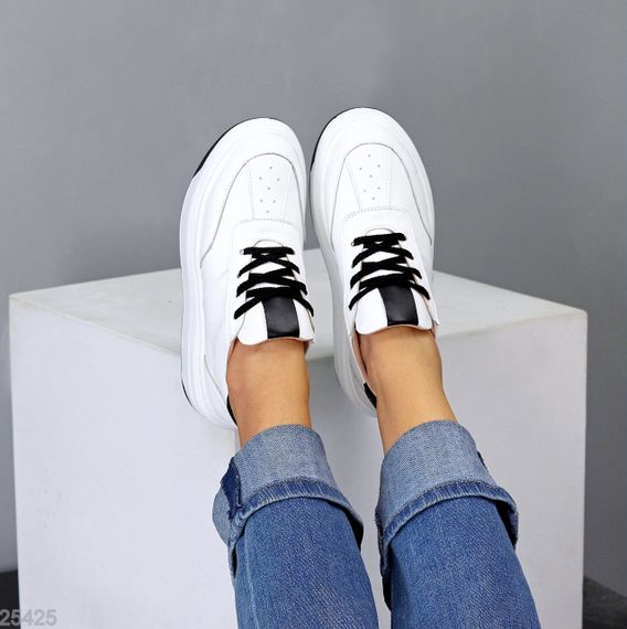 Молодежные белые кроссовки натуральная кожа с перфорацией | Зображення 7