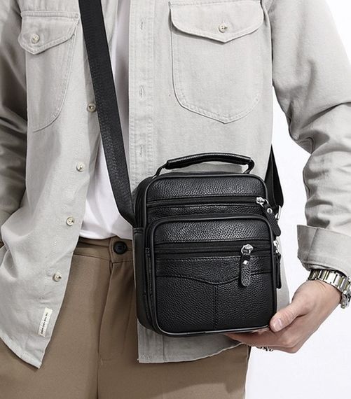 Чоловіча сумка-барсетка шкіряна чорна Tiding Bag 75003 | Зображення 1