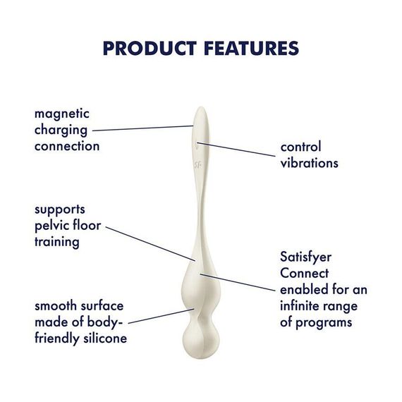 Вагінальні смарт-кульки з вібрацією Satisfyer Love Birds 1 Connect App White, 78 г Sex Aura | Зображення 5