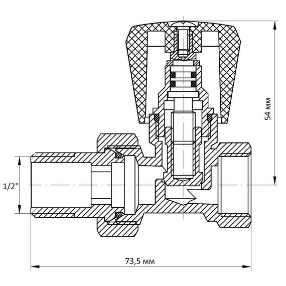 Вентиль прямий 1/2x1/2 "антіпротічка" Koer KR.903-Gi (KR0175) | Зображення 1