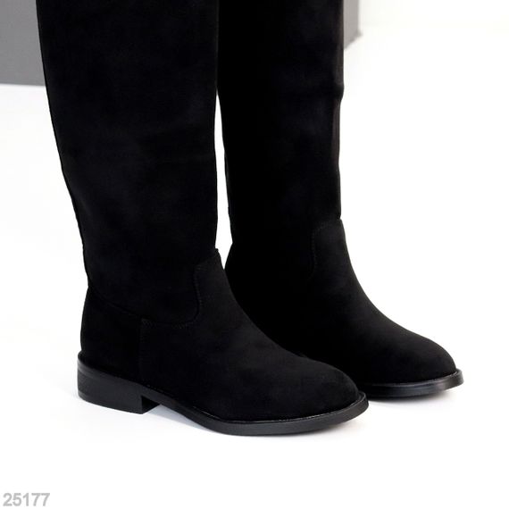 Шикарні хітові замшеві чорні чоботи жокейки єврозима | Зображення 1
