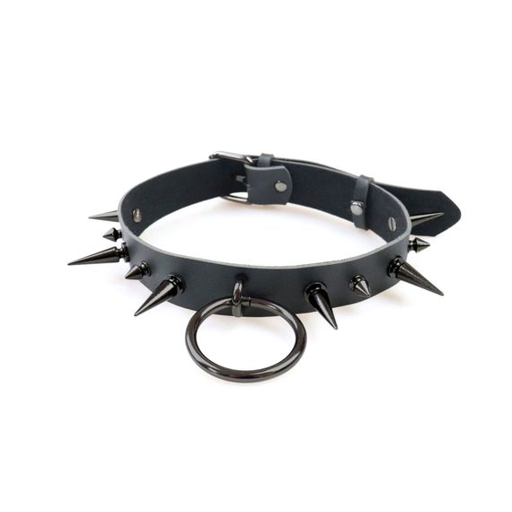 Мужской кожаный чокер с шипами Art of Sex Archie Leather and Spikes Черный One Size | Зображення 1