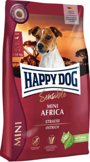 Сухий корм для собак малих порід з м'ясом страуса Happy Dog Mini Africa, 800 гр