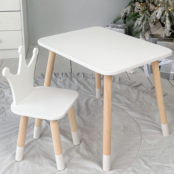 Прямокутний стіл і стільчик дитячий біла корона. Столик для уроків, ігор, їжі | Зображення 5