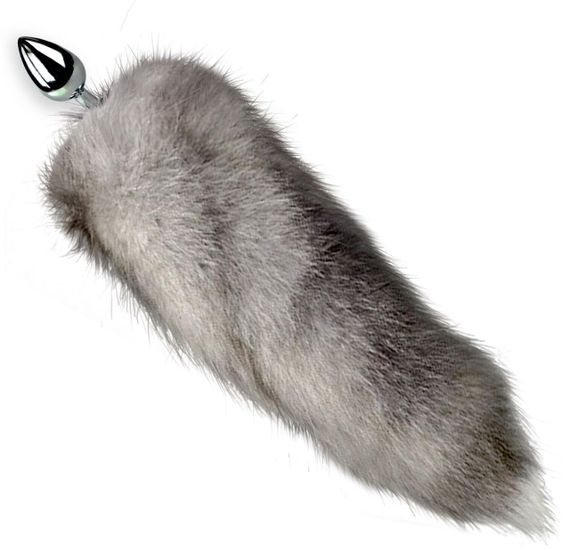 Металева анальна пробка з хвостом із натурального хутра Art of Sex size M Artctic fox sexstyle | Зображення 2
