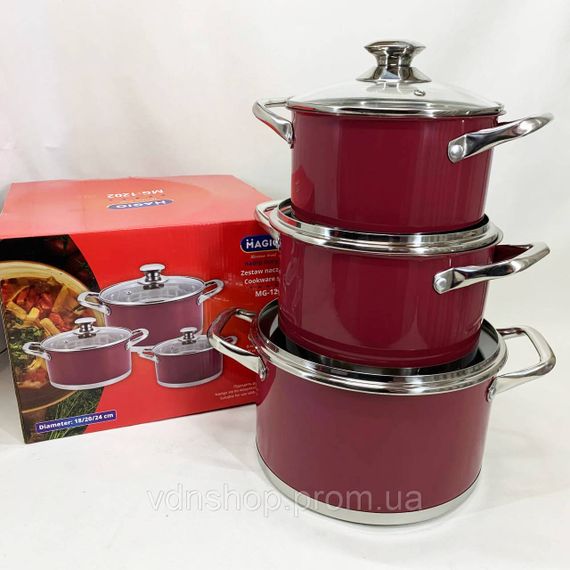 Набір посуду для дому, Набір високих каструль каструль з жаростійкою кришкою HV-19 | Зображення 3