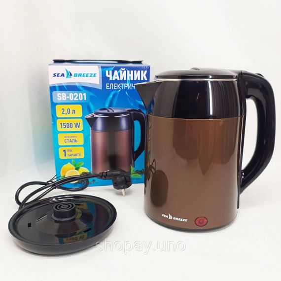 Гарний кухонний чайник SeaBreeze SB-0201 1.8 л 2000 Вт, Чайник електричний для дому красивий GH-53 | Зображення 3