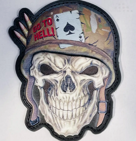 Шеврон ЧЕРЕП В БЕРЕТЕ (Піковий туз)