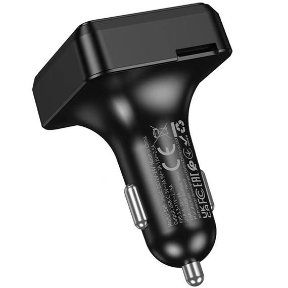 АЗП FM модулятор Hoco E89 Libre 45W (1USB-A/1C) Black | Зображення 5