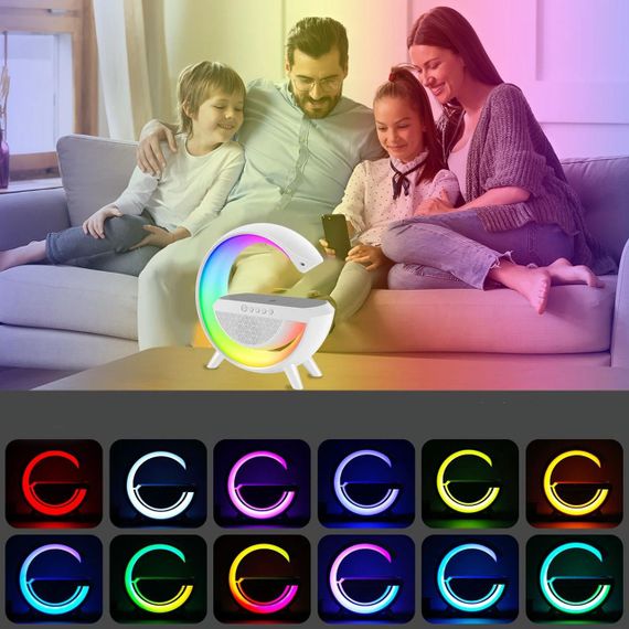 Настільна лампа-нічник RGB з бездротовою зарядкою та вбудованою Bluetooth колонкою / Бездротова зарядна станція для телефону / | Зображення 4