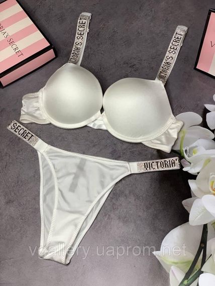 Стильний Комплект Купальник Victoria`s Secret, жіночі трусики та бюстгальтер - Білий, 90D