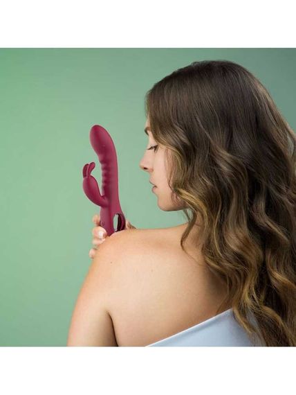 Вібратор кролик рельєфний Dream Toys Glam Rabbit Vibe, червоний Sex Aura | Зображення 5