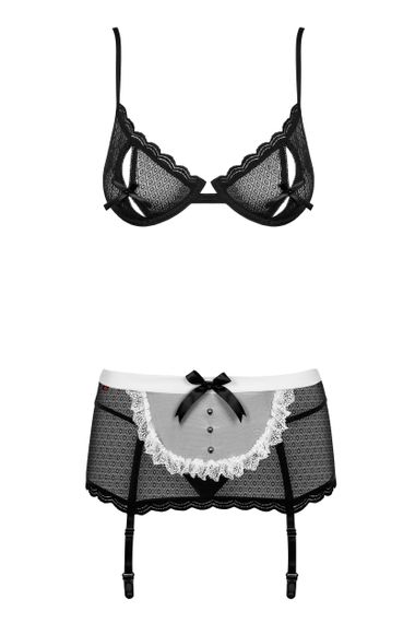 Ролевой костюм горничной Obsessive Maidme set Черно-белый S/M | Зображення 3