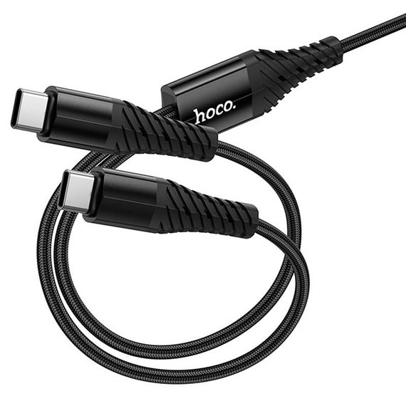 Дата кабель Hoco X123 Victory 2in1 Type-C to Type-C/Type-C 3A (1m) Black | Зображення 4