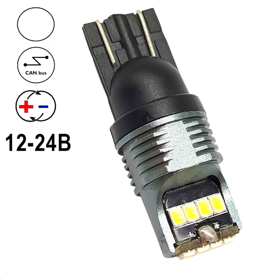 Автолампа Terra T10/ W5W, цоколь W2.1x9.5d, 2016-12SMD, Canbus, Біполярна, біла, 12-24В | Зображення 1