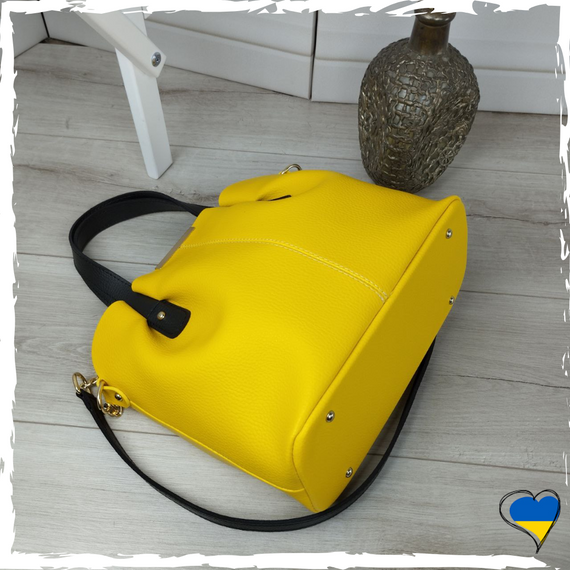 Женская желтая сумка с экокожи люкс качества. Сумка женская экокожа премиум. Женская сумка. Стильная сумочка | Зображення 1