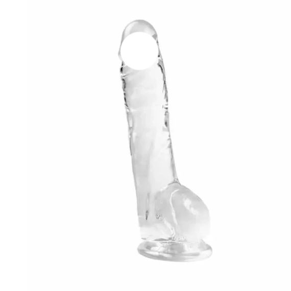 Гнучкий прозорий фалос на присосці 18см