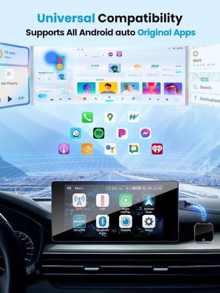 Бездротовий адаптер CarPlay Android Auto, WiFi, Bluetooth, для авто з 2016 року Android 10+, USB-A/Type-C, Карплей | Зображення 4