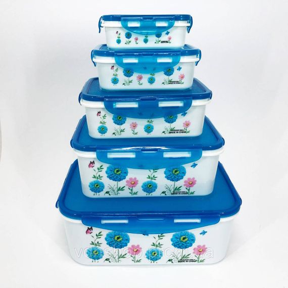 Набір контейнерів UNIQUE UN-1514 5шт. Колір: блакитний EC-90 | Зображення 8