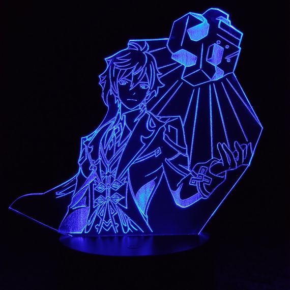 Акриловий світильник-нічник Чжун Лі (Zhongli) синій tty-n000368