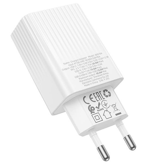 МЗП Borofone BAS76A Source PD30W+QC3.0 (1USB-A/1C) White | Зображення 3