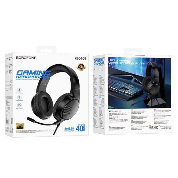 Навушники BOROFONE BO109 Bountiful gaming headphones Black | Зображення 1