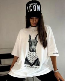 Футболка женская с принтом повседневная L Белая