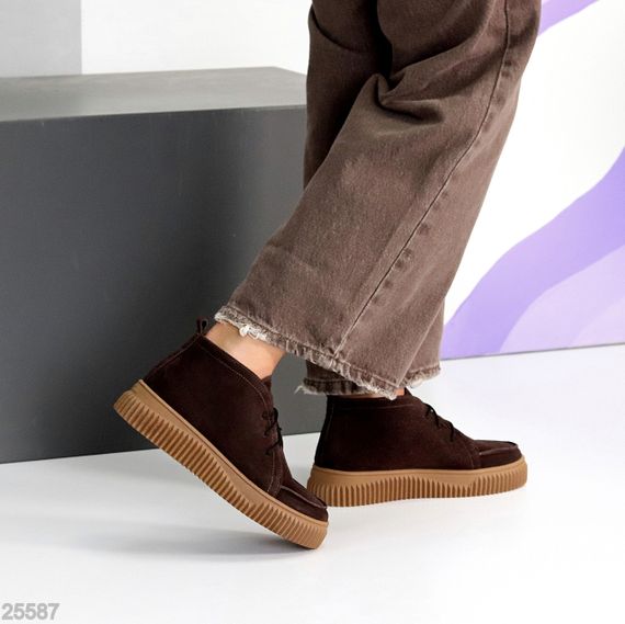 Замшевые ботинки дезерты в стиле casual на утолщенной подошве цвет Шоколад | Зображення 5