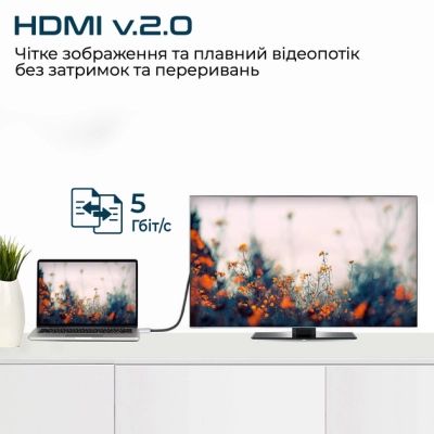 Кабель мультимедийный USB-C to HDMI hdlink-60h.grey Promate (hdlink-60h.grey) | Зображення 3