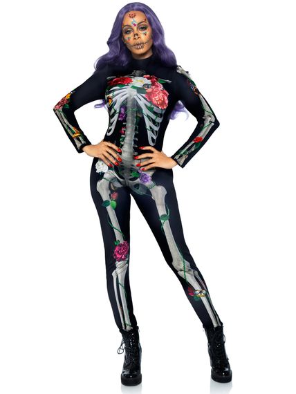 Комбінезон скелет із квітковим принтом Leg Avenue Floral skeleton catsuit M | Зображення 5