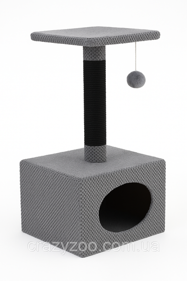 Кігтеточка для котів PolyPet будиночок квадратний сірий 31x31x61 см КРД/0150-20