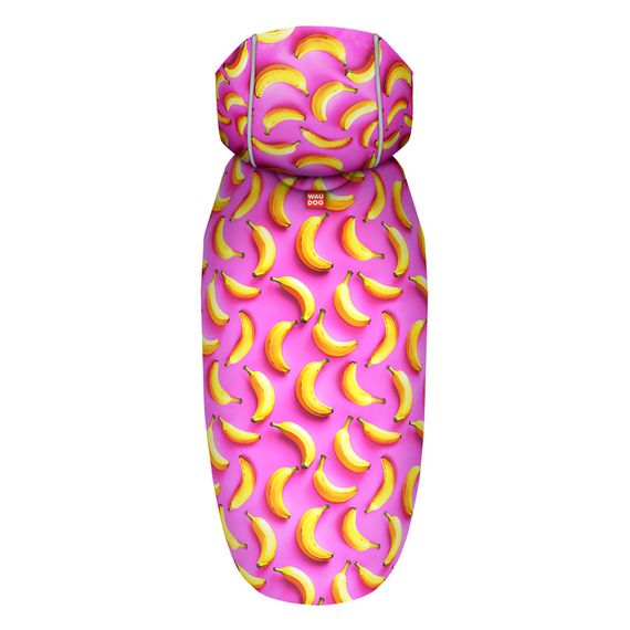 Дощовик-накидка з капюшоном для собак WAUDOG Clothes, малюнок "Банани на рожевому",L, А 48-52 см, B 60-70 см, | Зображення 2