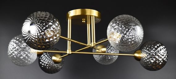 Люстра стельова на 6 лампочок 26787 Латунь 25х67х67 см. | Зображення 1