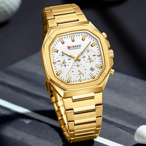 Чоловічий годинник Curren 8459 Gold-White | Зображення 1