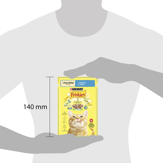 Вологий корм пауч Purina Friskies pouch для котів шматочки в підливі з лососем, 85г | Зображення 2