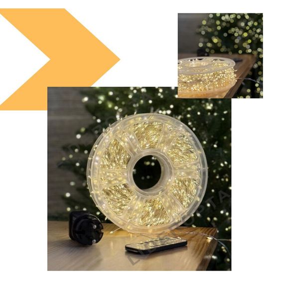 Світлодіодна гірлянда мішура 100м, 2500 LED, срібний провід, пульт дистанційного керування, 8 режимів, 220В XPRO WW-1 (47396-_1165) | Зображення 3