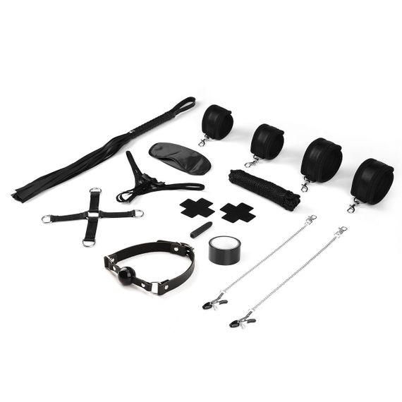 БДСМ-набір Liebe Seele Bound You 12pcs set, 12 предметів, у комплекті віброкуля і мереживні стрінги Sex Aura | Зображення 1