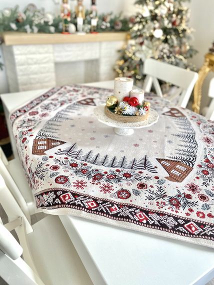 Скатертина гобеленова HUTSUL Limaso, 97х100, Квадратна, Новорічний, Без люрексу, з мікрофібою, 80% поліестер, 15% бавовна, 5% акрил, Гобелен | Зображення 2