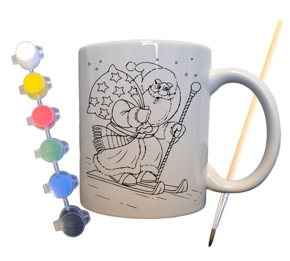 Набор для творчества кружка раскраска "Рождественские подарки" 330 мл белая (КР0053)