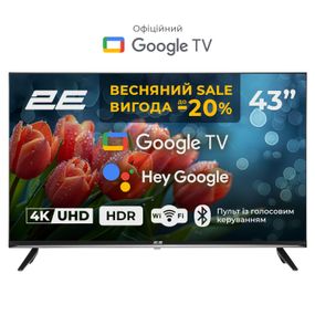 Телевізор 43&quot; 2E LED 4K 60Hz Smart Google TV Black 2E-43A07KU