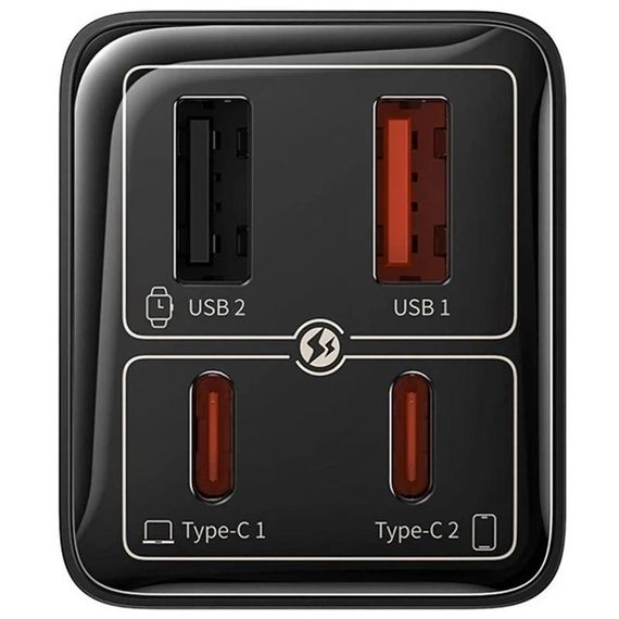 МЗП Baseus GaN6 Pro Fast Charger 100W (2USB-A/2C) (P101627) Cluster Black | Зображення 1