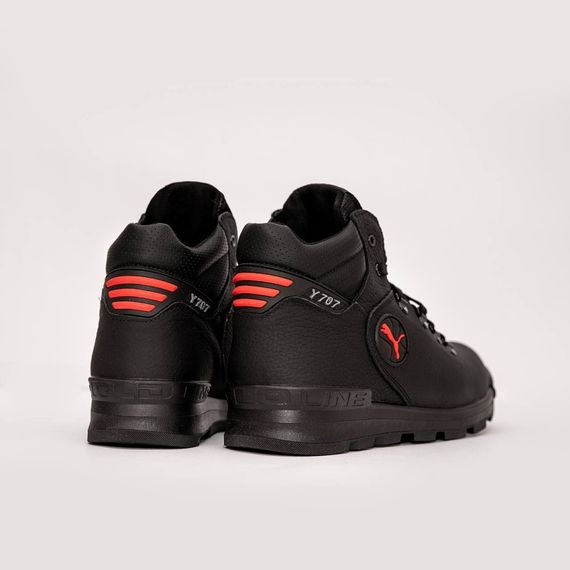 і зимові шкіряні ботинки Puma хутро  чорні | Зображення 1