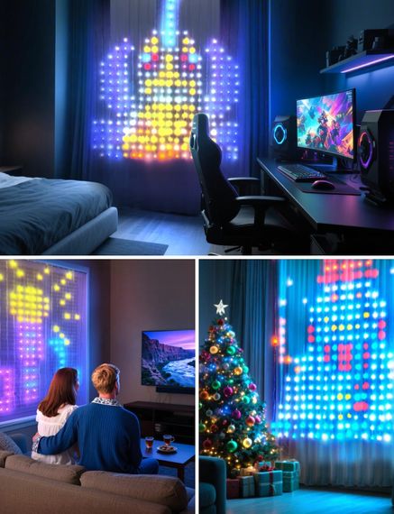 Гирлянда Smart-штора SFK-07 праздничная LED-гирлянда для дома ∙ Светодиодная штора с приложением SFK-07 20 нитей по 20 LED | Зображення 2